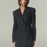 Blazer Bar Lana Azul Rayada