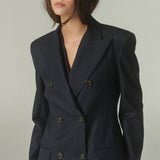 Blazer Bar Lana Azul Rayada