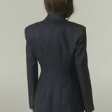 Blazer Bar Lana Azul Rayada