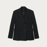 Blazer Nápoles Lino Negro Rayado