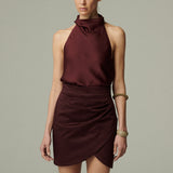 Blusa Burgos Seda Burdeo