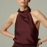 Blusa Burgos Seda Burdeo