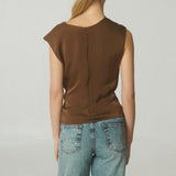 Blusa Drapeada Seda Café