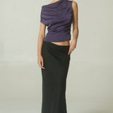 Blusa Drapeada Seda Morada