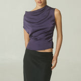 Blusa Drapeada Seda Morada