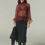 Blusa Federica Gasa Burdeo