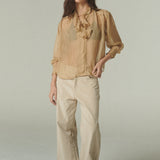 Blusa Volante Gasa Dorada