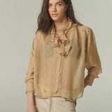 Blusa Volante Gasa Dorada