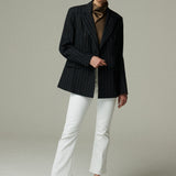Blazer Nápoles Lino Negro Rayado