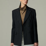 Blazer Nápoles Lino Negro Rayado
