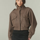 Chaqueta Bomber Tweed Café