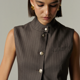 Gilet Cannes Lino Gris Rayado