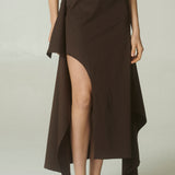 Pollera Amarra Gabardina Café