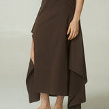 Pollera Amarra Gabardina Café