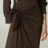 Pollera Amarra Gabardina Café