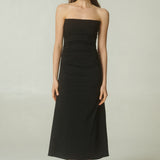 Vestido Strapless Denim Negro