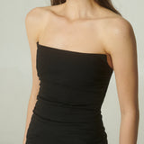 Vestido Strapless Denim Negro