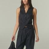 Gilet Lana Azul Rayada