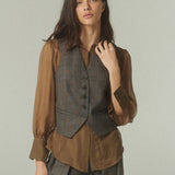 Gilet Lana Cuadros Café