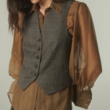 Gilet Lana Cuadros Café