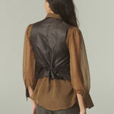 Gilet Lana Cuadros Café