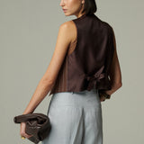 Gilet Menorca Lino Café Rayado