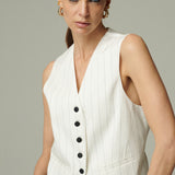 Gilet Saint Tropez Lino Crudo Rayado