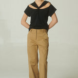Pantalón Lalalou Gabardina Camel