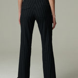 Pantalon Lille Lino Negro Rayado