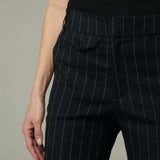 Pantalon Lille Lino Negro Rayado