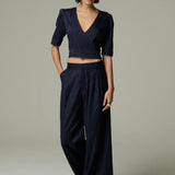 Pantalón Reims Lino Azul