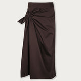 Pollera Amarra Gabardina Café