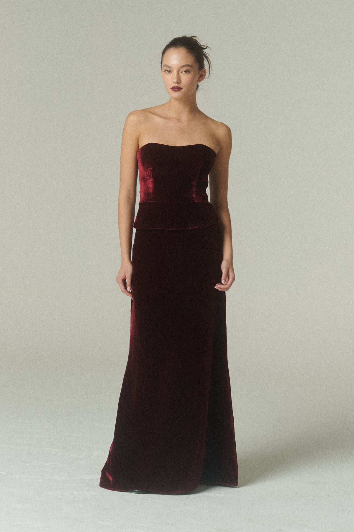 Strapless Terciopelo Burdeo