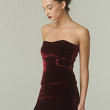 Strapless Terciopelo Burdeo