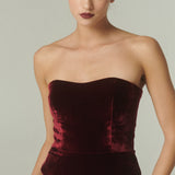 Strapless Terciopelo Burdeo