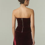 Strapless Terciopelo Burdeo