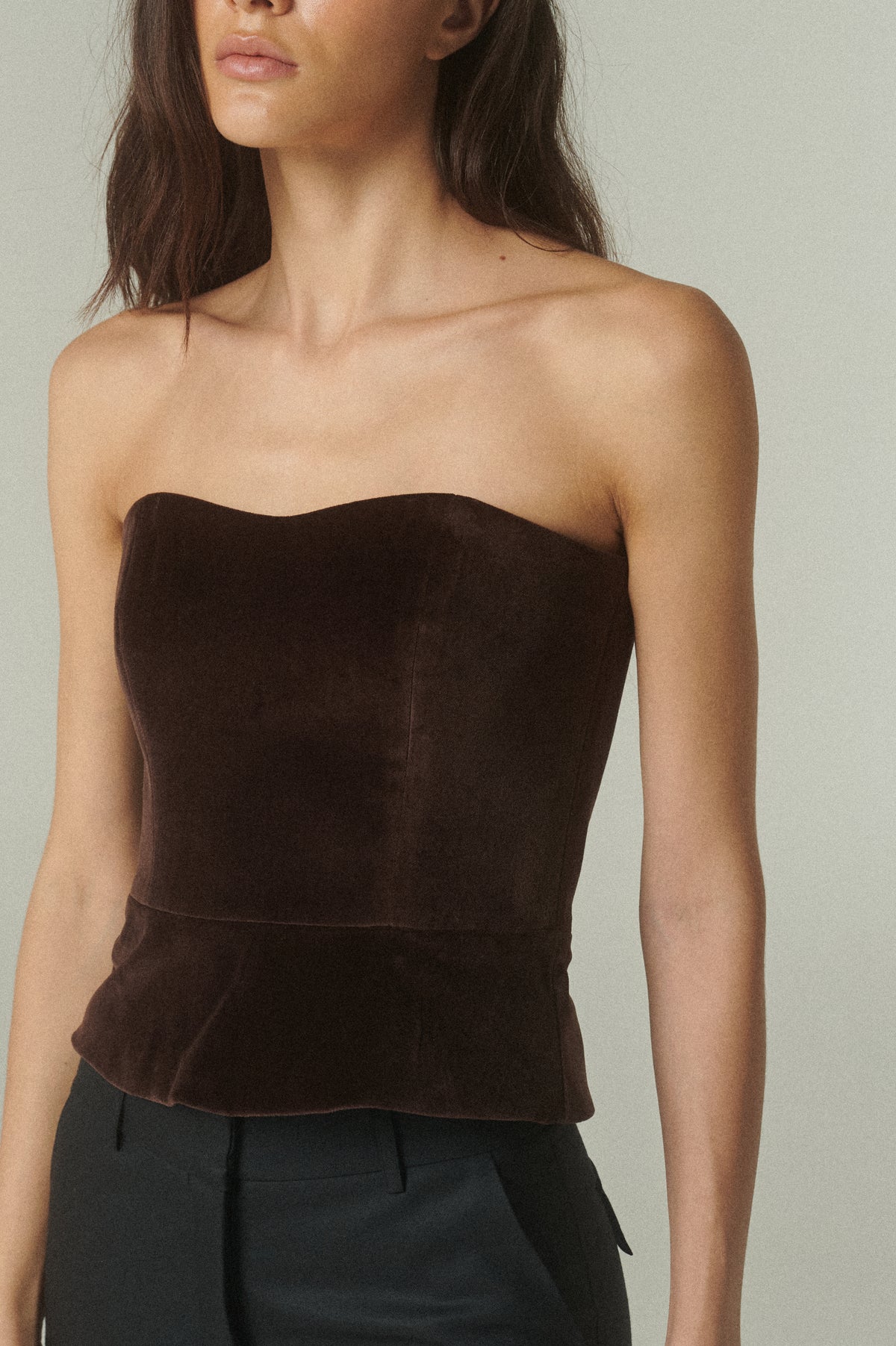 Strapless Terciopelo Café