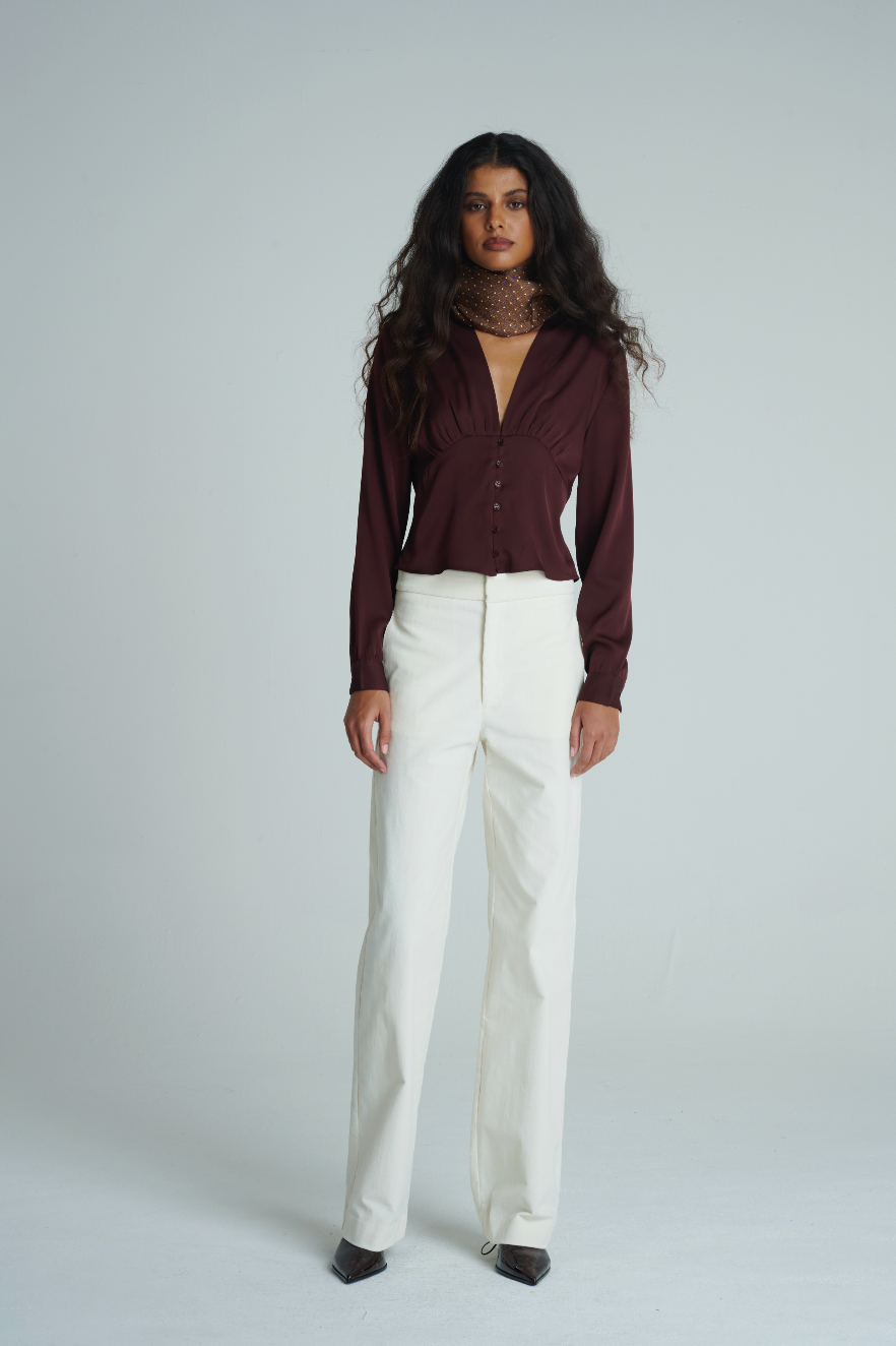 Blusa Galio Seda Burdeo